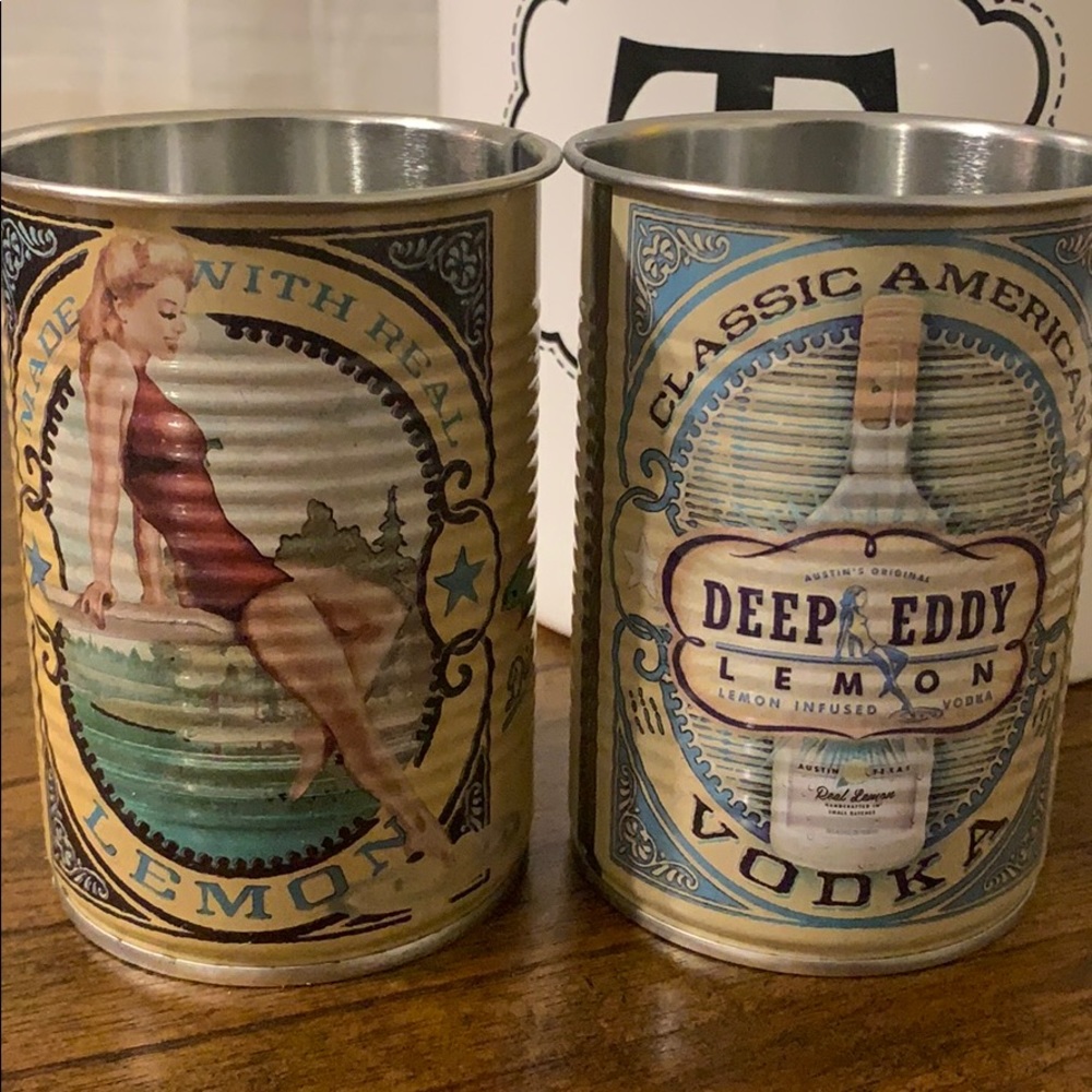 Pair of Deep Eddy Vodka Tin Cups